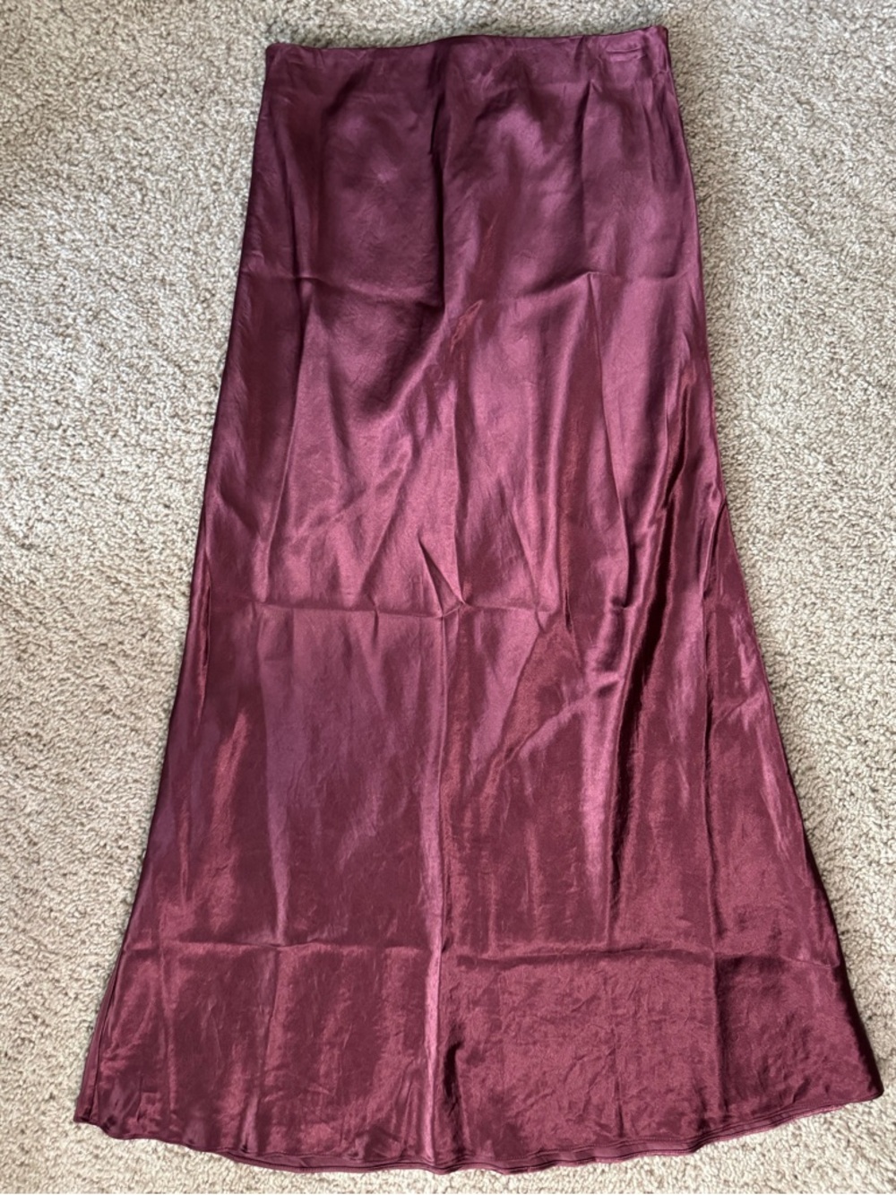 Babaton Satin Maxi Skirt in Deep Wine